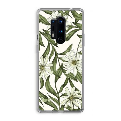 Wit bloemenpatroon: OnePlus 8 Pro Transparant Hoesje