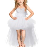 Witte meisjes Lace Sling jurk mesh Tutu partij jurk KId grootte: 34 leeftijd (90-110cm)
