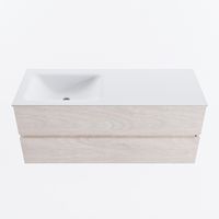 MONDIAZ VICA 120cm badmeubel onderkast Underlayment 2 lades. Wastafel CLOUD links 1 kraangat, kleur Talc.
