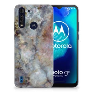 Motorola Moto G8 Power Lite TPU Siliconen Hoesje Marmer Grijs