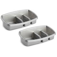 Plasticforte Spons houder - 2x stuks - 26x14 cm - zilver - doekjes organizer