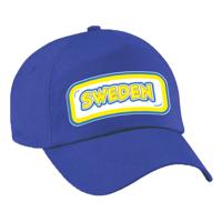 Verkleed feest pet - blauw - Zweden - landen thema - zonneklep pet - volwassenen