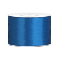 1x Hobby/decoratie blauw satijnen sierlinten 5 cm/50 mm x 25 meter