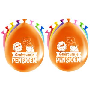 16x stuks pensioen feest/party ballonnen - diverse kleuren - latex - ca 30 cm