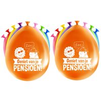 16x stuks pensioen feest/party ballonnen - diverse kleuren - latex - ca 30 cm