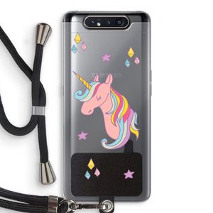 Roze eenhoorn: Samsung Galaxy A80 Transparant Hoesje met koord