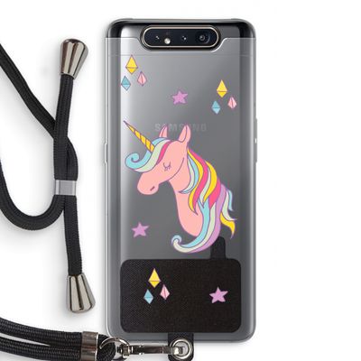 Roze eenhoorn: Samsung Galaxy A80 Transparant Hoesje met koord