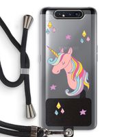 Roze eenhoorn: Samsung Galaxy A80 Transparant Hoesje met koord