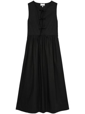 GANNI robe mi-longue à détail de nœud - Noir