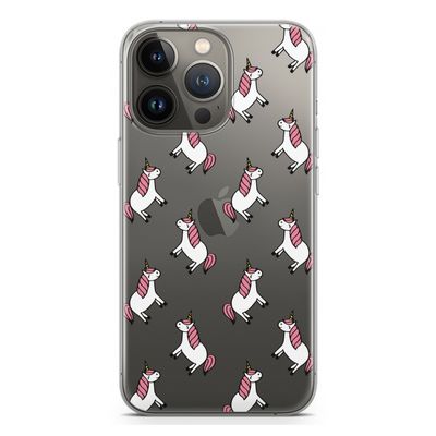 Eenhoorns overal: iPhone 13 Pro Transparant Hoesje