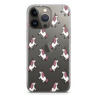 Eenhoorns overal: iPhone 13 Pro Transparant Hoesje