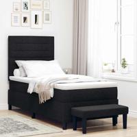 Boxspringbed met matras en bank stof zwart 100x200 cm