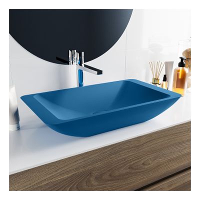 Waskom Mondiaz Topi | 60x10x35 cm | Solid Surface | Vrijstaand | Rechthoekig | Jeans