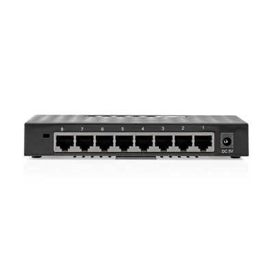 Nedis Netwerk-Switch | Bekabelde snelheid: Gigabit | Aantal ethernetpoorten: 8 - NSWH8P110BK