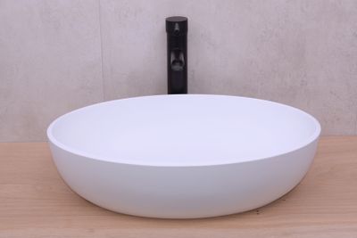 Waskom SaniClear Parel | 54x14x38 cm | Solid Surface | Vrijstaand | Ovaal | Wit mat