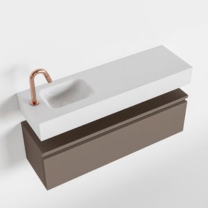 Toiletmeubel Mondiaz Andor | 100 cm | Meubelkleur Smoke | Lex vrijhangend wastafel Talc Links | 1 kraangat