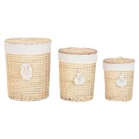 Wasmand Home ESPRIT Natuurlijk vlechtwerk Boho 45 x 45 x 55 cm 3 Onderdelen