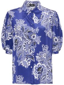 ETRO chemise en soie à fleurs - Bleu