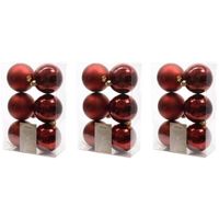 18x Kunststof kerstballen glanzend/mat donkerrood 8 cm kerstboom versiering/decoratie   -