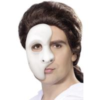 Phantom of the Opera verkleedmasker - wit - voor heren/dames - thumbnail