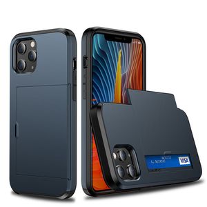 iPhone 7 hoesje - Backcover - Hardcase - Pasjeshouder - Portemonnee - Shockproof - TPU - Marineblauw