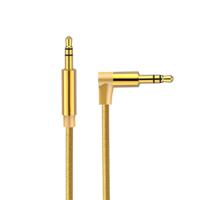AV01 3.5 mm male naar Male elleboog audio kabel lengte: 2m (goud)