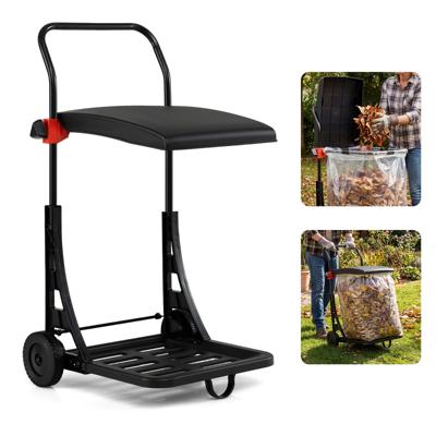 Afvalzakhouder Verrijdbare Afvalbak met Deksel (met 2 Wieltjes) Verstelbare Afvalzakhouder Afvalzakhouder van Metaal en Kunststof