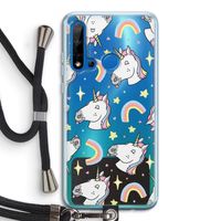 Rainbow Unicorn: Huawei P20 Lite (2019) Transparant Hoesje met koord