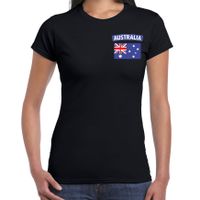 Australia t-shirt met vlag Australie zwart op borst voor dames - thumbnail