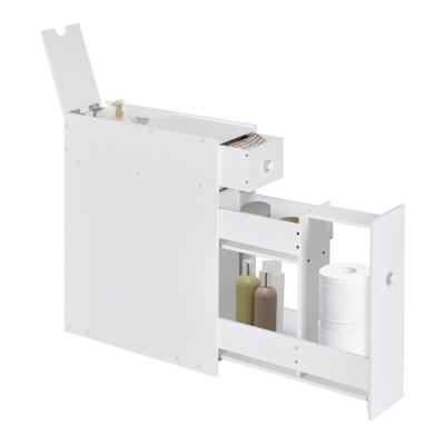Vrijstaande Badkamer Opbergkast met Schuiflade Ruimtebesparende Toilet Organizer Vloer Opbergkast 48 x 16 x 58cm
