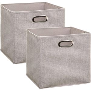 Set van 2x stuks opbergmand/kastmand 29 liter beige linnen 31 x 31 x 31 cm - Opbergmanden