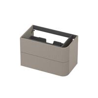 INK - Rechts Afgeronde Onderkast Gelakt 2 Laden Softclose met Gefreesd Front Tbv Grepen - 800x450x520 Mm - Mat Creme Cotton