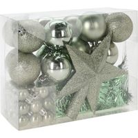 Kerstballen set 54-dlg - met piek - kunststof - mint groen - voor kleine boom
