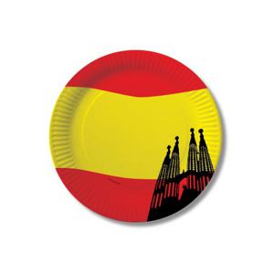 Spanje/Spaanse vlag thema wegwerp bordjes - 10x stuks - Dia 23 cm - karton - Feestartikelen