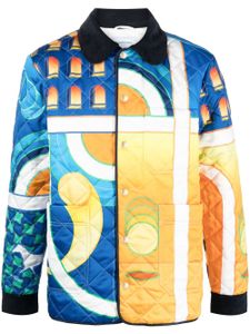 Casablanca Paysage-print quilted jacket - Bleu