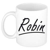 Naam cadeau mok / beker Robin met sierlijke letters 300 ml - thumbnail