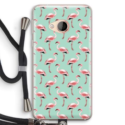 Flamingoprint groen: HTC U Play Transparant Hoesje met koord