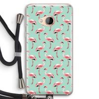 Flamingoprint groen: HTC U Play Transparant Hoesje met koord