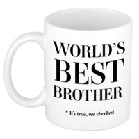 Worlds best brother cadeau koffiemok / theebeker wit 330 ml - Cadeau mokken - thumbnail