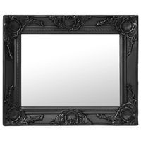 vidaXL Wandspiegel barok stijl 50x40 cm zwart - thumbnail