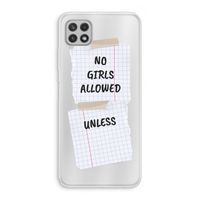 No Girls Allowed Unless: Samsung Galaxy A22 4G Transparant Hoesje