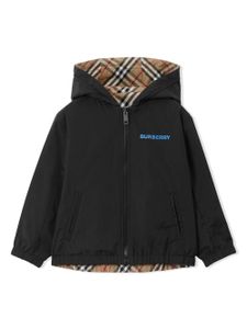 Burberry Kids veste imprimée à capuche - Noir