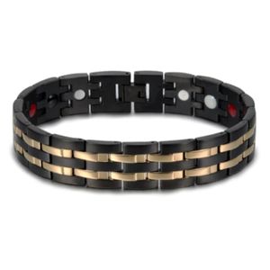 Magnetische mannen armband Mendes Edelstaal Energie Zwart Goudkleurig