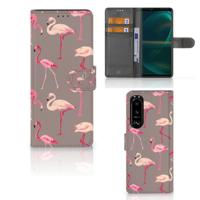 Sony Xperia 5III | Telefoonhoesje | Met pasjeshouder | Flamingo