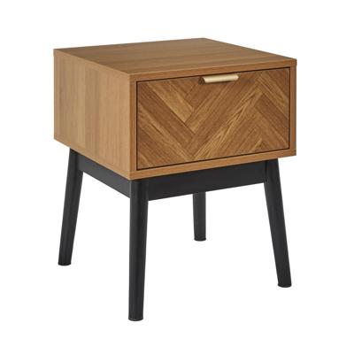 Home Deco Factory Nachtkastje - bruin - hout - 40 x 50 x 40 cm - vissengraat look