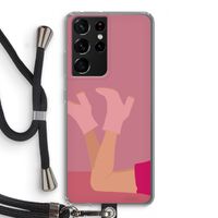 Pink boots: Samsung Galaxy S21 Ultra Transparant Hoesje met koord