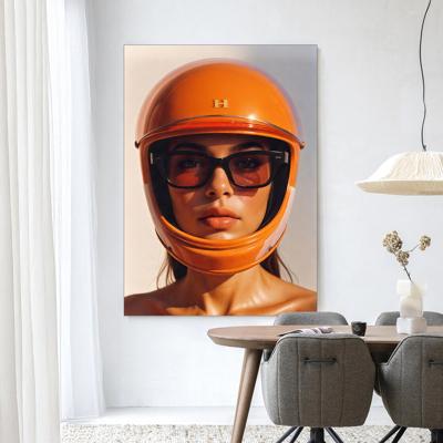 Urban Cotton Wandkleed 'Hermes Helmet' 145 x 190cm in Frame - black