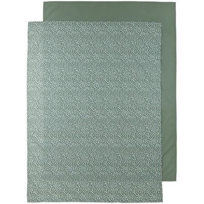 Meyco baby wieglaken - set van 2 Cheetah/Uni 75x100 cm forest green