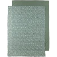 Meyco baby wieglaken - set van 2 Cheetah/Uni 75x100 cm forest green - thumbnail