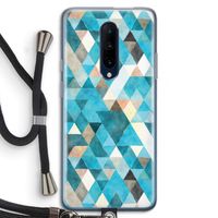 Gekleurde driehoekjes blauw: OnePlus 7 Pro Transparant Hoesje met koord